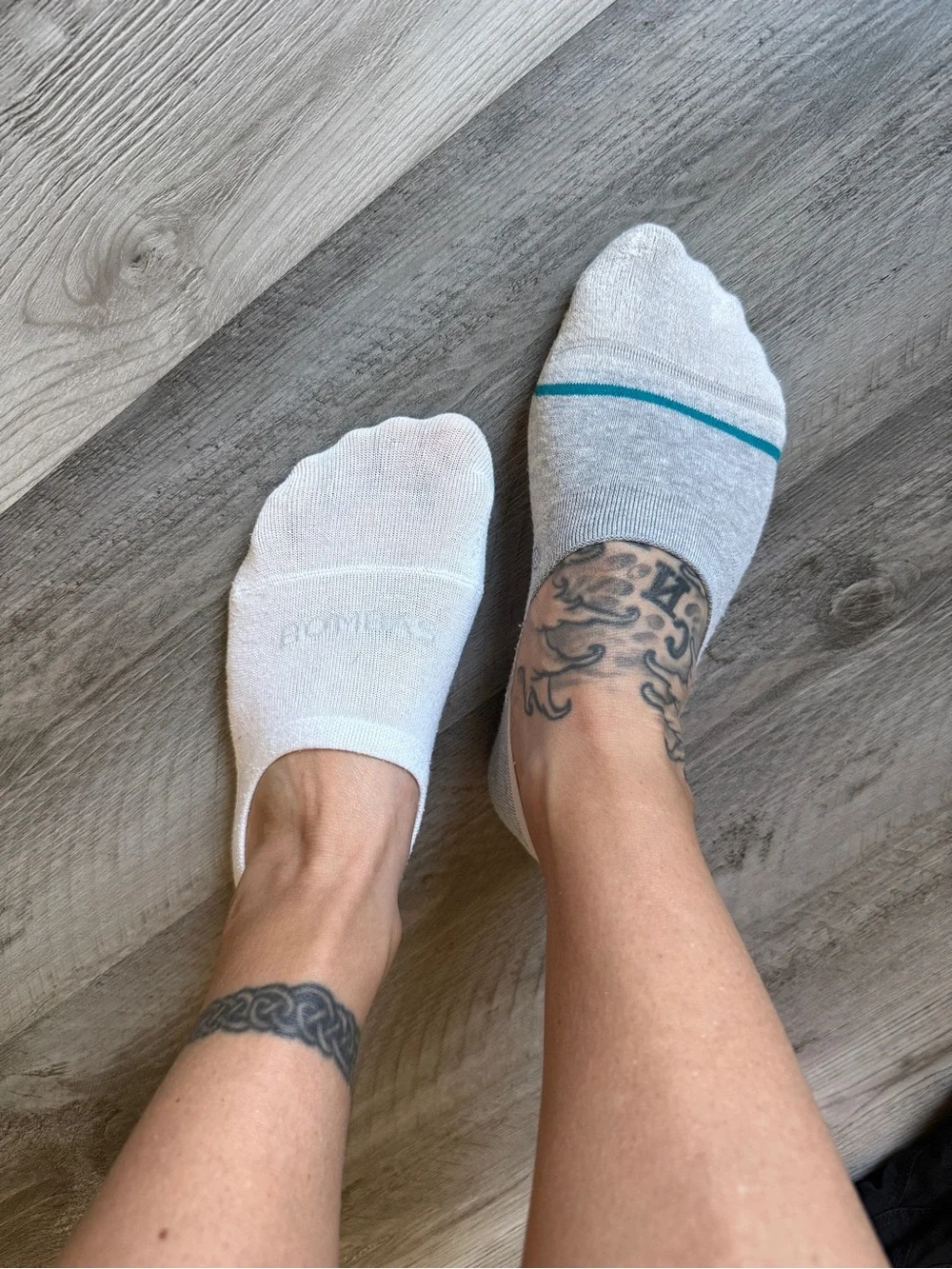 Bombas Stance Mismatched No Show Athleisure Socks White Grey Workout